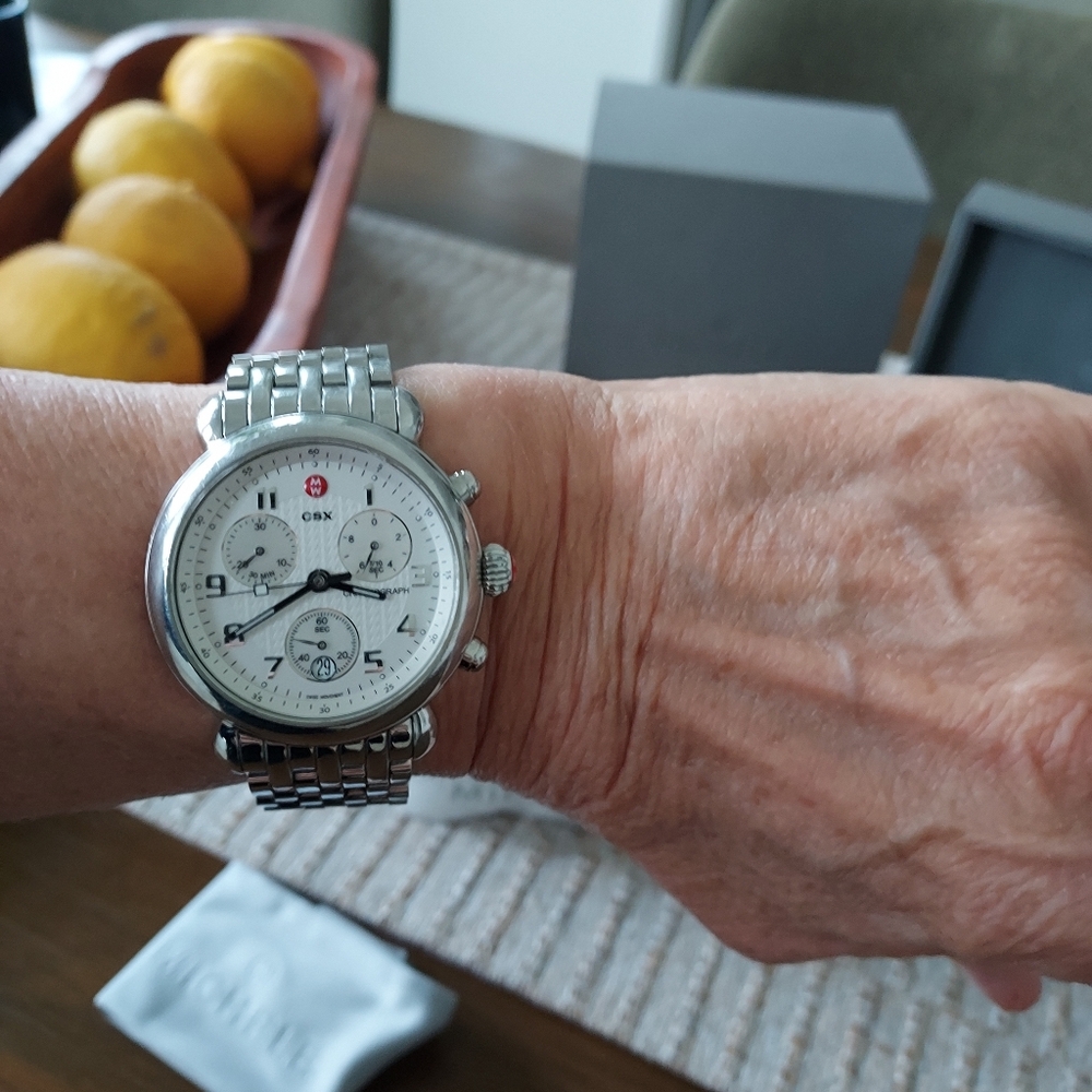 Michele Silver Women Watch Large Face, All Orginal Packaging - Picture 8 of 11